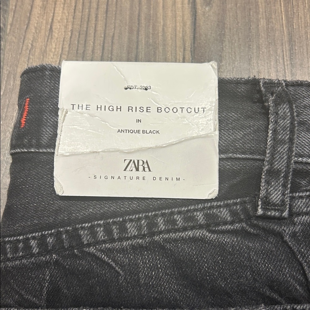 NWT ZARA THE HIGH RISE BOOTCUT IN ANTIQUE BLACK - Picture 3 of 5